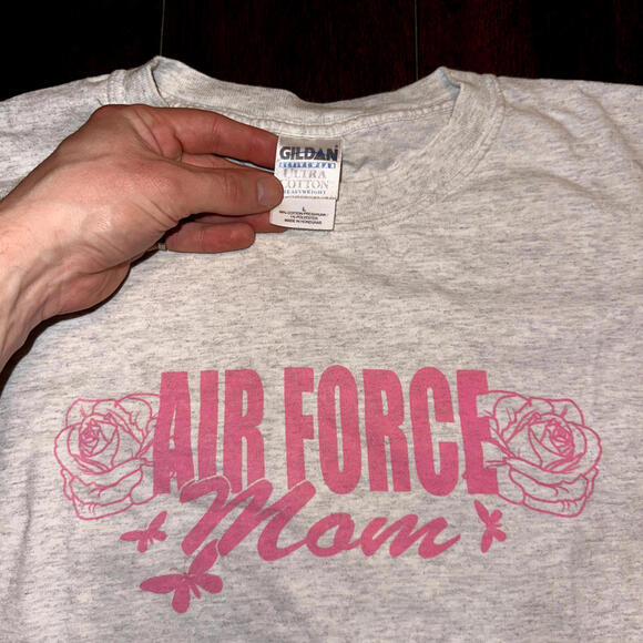 Air Force MOM Vintage T Shirt Gray Y2K Support Military Roses Portland Oregon - Picture 1 of 7